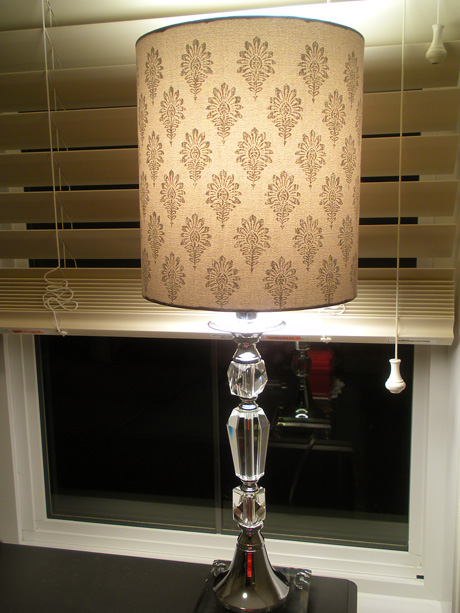 Grey damask crystal lamp