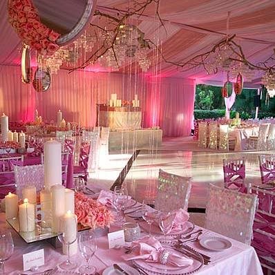 pink reception theme Photo via Wedding Trends
