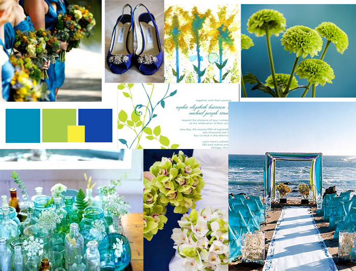 blue green and yellow wedding details Photo credit Classic Bride blog 