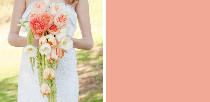 peach and coral cascading bouquet