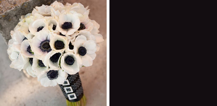 white and black bridal bouquet Photo credit Ambiance Floral via Wedding 