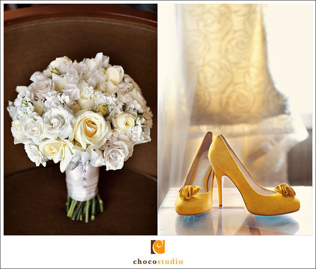  bouquet with the prettiest soft yellow roses ever and cute yellow heels